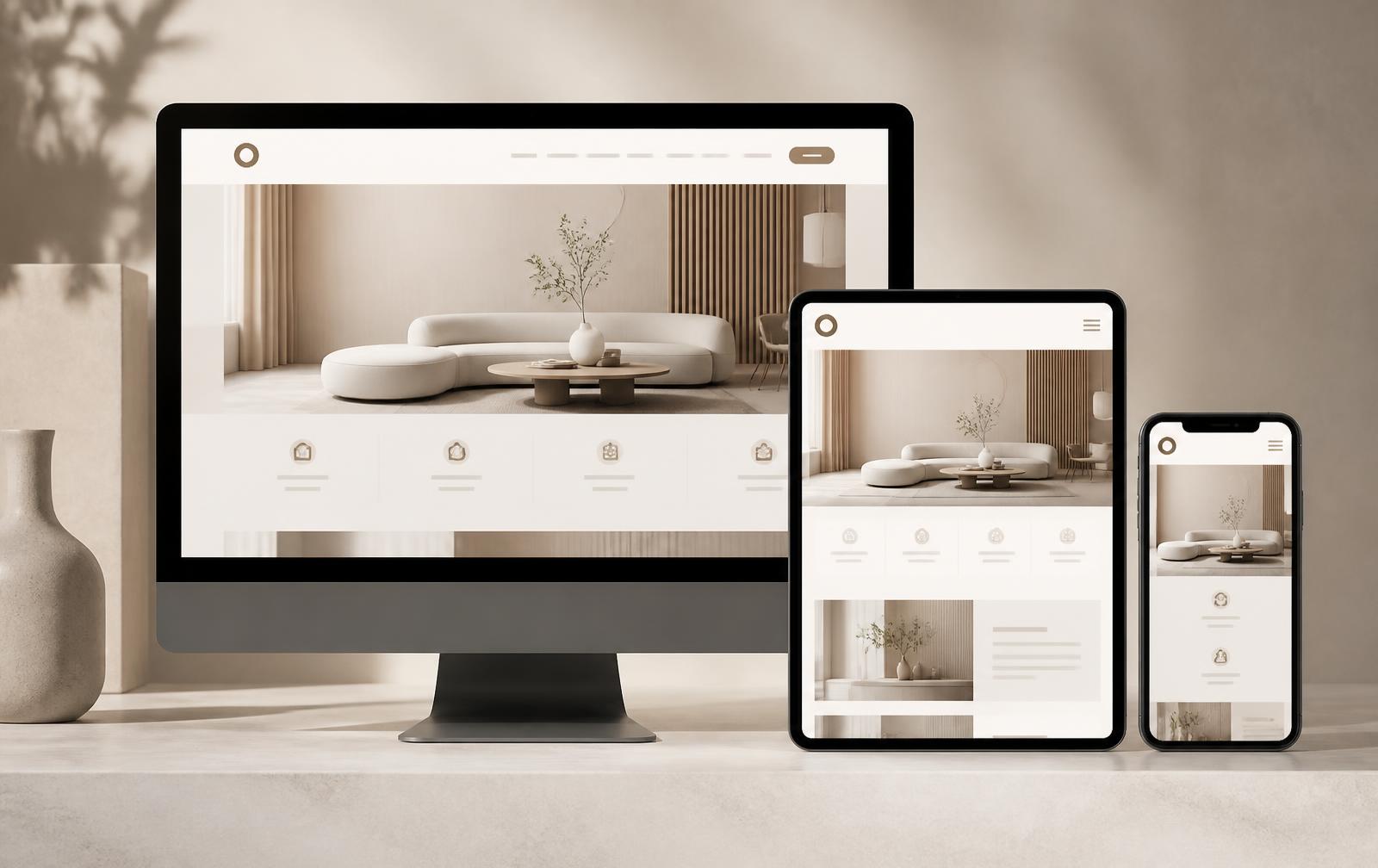 Un même site affiché sur un ordinateur, une tablette et un smartphone